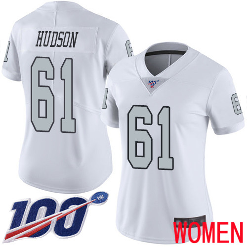 Oakland Raiders Limited White Women Rodney Hudson Jersey NFL Football #61 100th Season Rush Jersey->youth nfl jersey->Youth Jersey